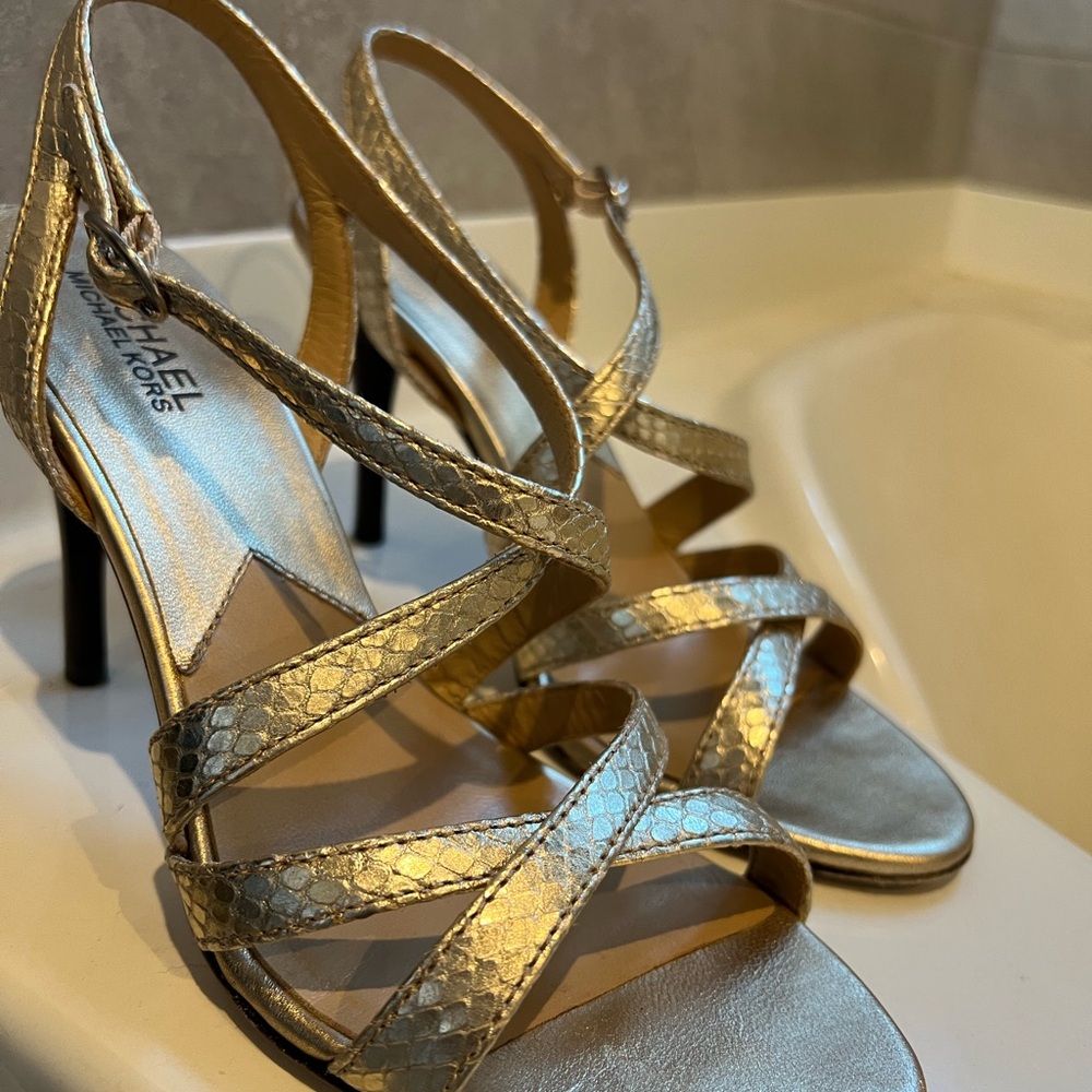 Michael Kors Metallic Gold Strappy Heels